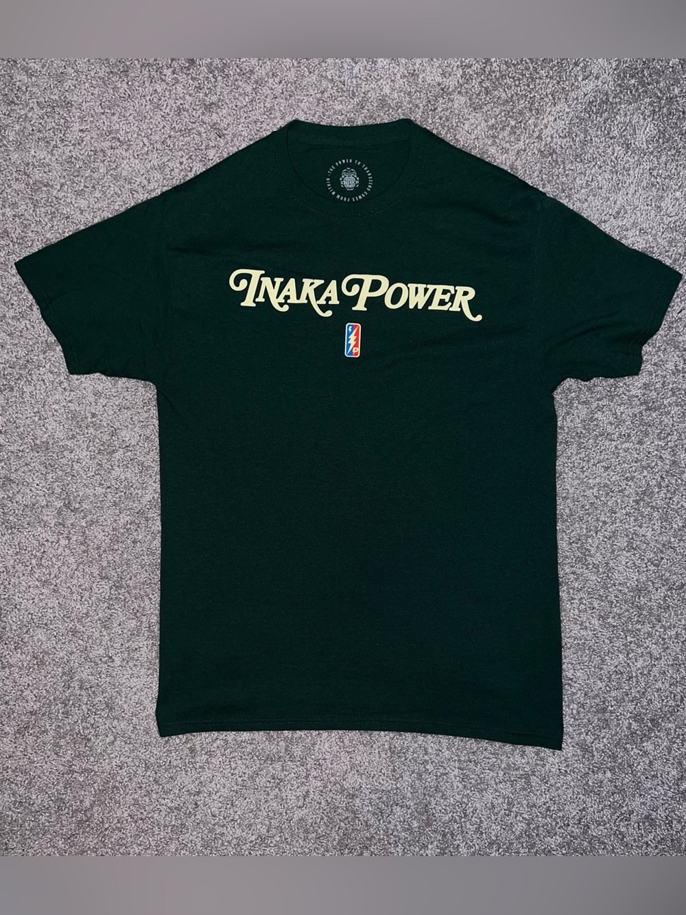 Inaka Power Green Tee with Cream Logo
